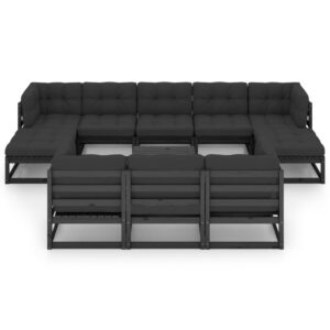 Sodo komplektas 11 dalių iš pušies medienos su pagalvėlėmis