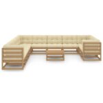 Sodo komplektas su pagalvėlėmis 12 dalių rudas | belsilt