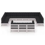 Sodo komplektas su pagalvėlėmis 13 dalių baltas  medžio masyvas