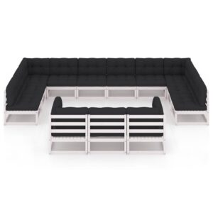 Sodo komplektas su pagalvėlėmis 13 dalių baltas  medžio masyvas