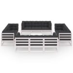 Sodo komplektas su pagalvėlėmis 13 dalių  baltas medžio masyvas