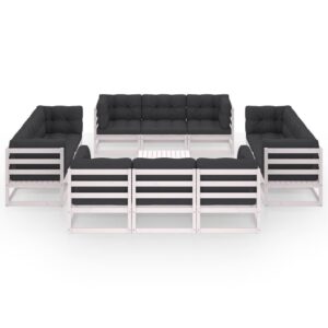 Sodo komplektas su pagalvėlėmis 13 dalių  baltas medžio masyvas