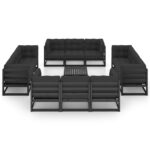 Sodo komplektas su pagalvėlėmis 13 dalių juodas  belsilt