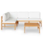 Sodo komplektas 5 dalių su pagalvėlėmis iš tikmedžio