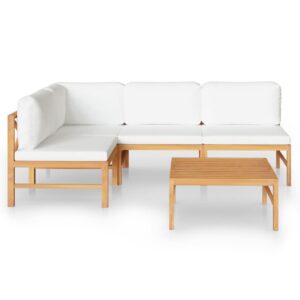 Sodo komplektas 5 dalių su pagalvėlėmis iš tikmedžio