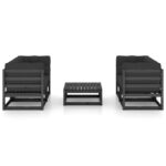 Sodo komplektas 5 dalių su pagalvėlėmis iš medžio masyvo