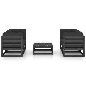 Sodo komplektas 5 dalių su pagalvėlėmis iš medžio masyvo