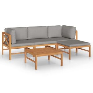 Medinis 5 dalių sodo komplektas su pagalvėlėmis Pilka