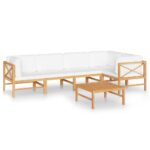 Sodo komplektas su pagalvėlėmis 6 dalių medinis  Kreminė