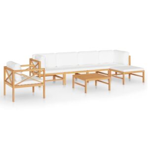 Sodo komplektas 7 dalių su pagalvėlėmis iš tikmedžio