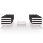 Baltas 7 dalių sodo komplektas su pagalvėlėmis | belsilt