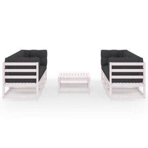 Baltas 7 dalių sodo komplektas su pagalvėlėmis | belsilt