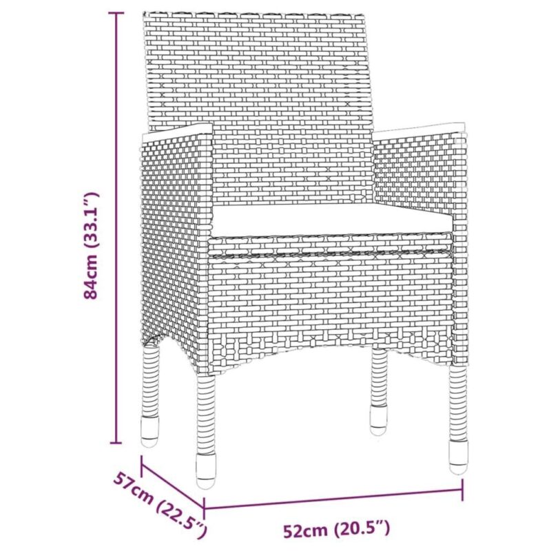 Sodo komplektas su pagalvėlėmis, 7 dalių, juodas - Image 4