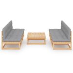 Sodo komplektas 7 dalių su pagalvėlėmis  rudas medžio masyvas