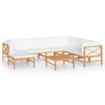 Sodo komplektas su pagalvėlėmis 8 dalių Kreminė   Kietmedis