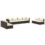 Sodo komplektas su pagalvėlėmis 8 dalių rudas  kokybė lauke