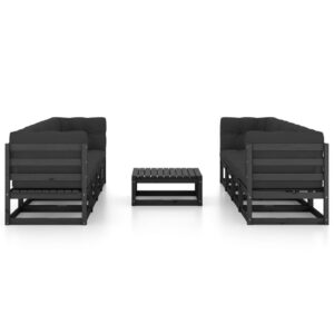 Sodo komplektas su pagalvėlėmis 9 dalių Juodas | Belsilt