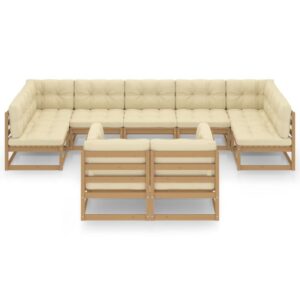 Sodo komplektas su pagalvėlėmis 9 dalių medinis rudas komplektas