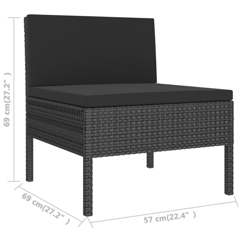 Sodo komplektas su pagalvėlėmis, 9 dalių, juodas, poliratanas, Juoda - Image 4