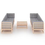 Rudas 9 dalių sodo komplektas su pagalvėlėmis  belsilt