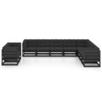 Sodo komplektas su pagalvėmis 10 dalių juodas  medžio masyvas