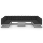 Pilkas 10 dalių sodo komplektas su pagalvėmis  tvirtas ir elegantišk