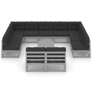 Pilkas 12 dalių sodo komplektas su pagalvėmis  belsilt