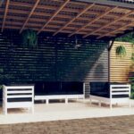 Sodo komplektas 7 dalių iš pušies medienos masyvo balta