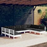 Sodo komplektas 9 dalių iš pušies masyvo su pagalvėmis