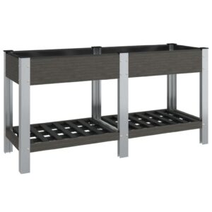 Sodo lovelis su lentyna vidaXL 150x50x75cm pilkas | belsilt
