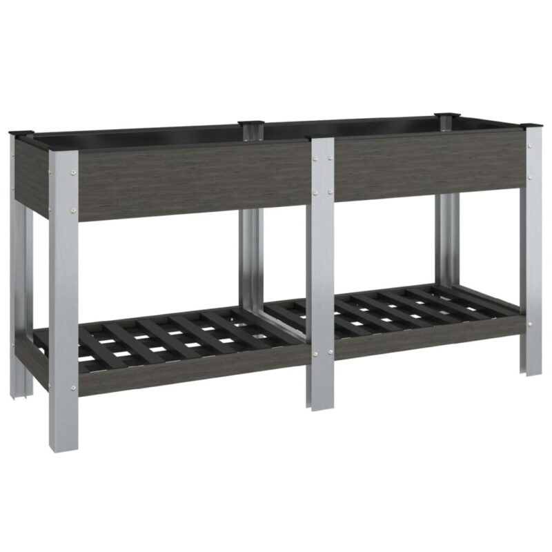 Sodo lovelis su lentyna vidaXL 150x50x75cm pilkas | belsilt