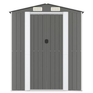 Šviesiai pilka sodo pašiūrė iš galvanizuoto plieno 192x523x223 cm