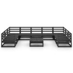 Sodo poilsio baldų komplektas 10 dalių juodas  tvirtas ir modernus