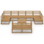 Sodo poilsio baldų komplektas 10 d pušies masyvas ruda