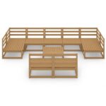 Sodo poilsio baldų komplektas 10 dalių medžio masyvas rudas