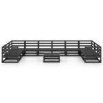 Sodo poilsio baldų komplektas 11 dalių juodas  tvirti mediniai baldai