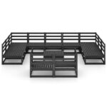 Sodo poilsio baldų komplektas 12 dalių iš medžio masyvo