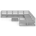 Sodo poilsio baldų komplektas 12 dalių pilkas  tvirtas ir patogus