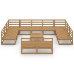 Sodo poilsio baldų komplektas 12 dalių iš medžio masyvo