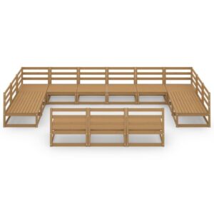 Sodo poilsio baldų komplektas 13 dalių iš pušies masyvo