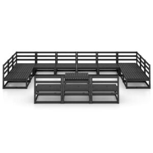 Sodo poilsio baldų komplektas 14 dalių iš medžio masyvo