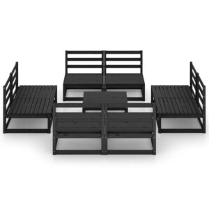 Sodo poilsio baldų komplektas 9 dalių juodas  tvirtas ir stilingas