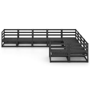 Sodo poilsio baldų komplektas 9 dalių juodas  modernus lauko baldų r