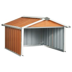 Sodo roboto vejapjovės garažas 92x97x63 cm rudas   belsilt