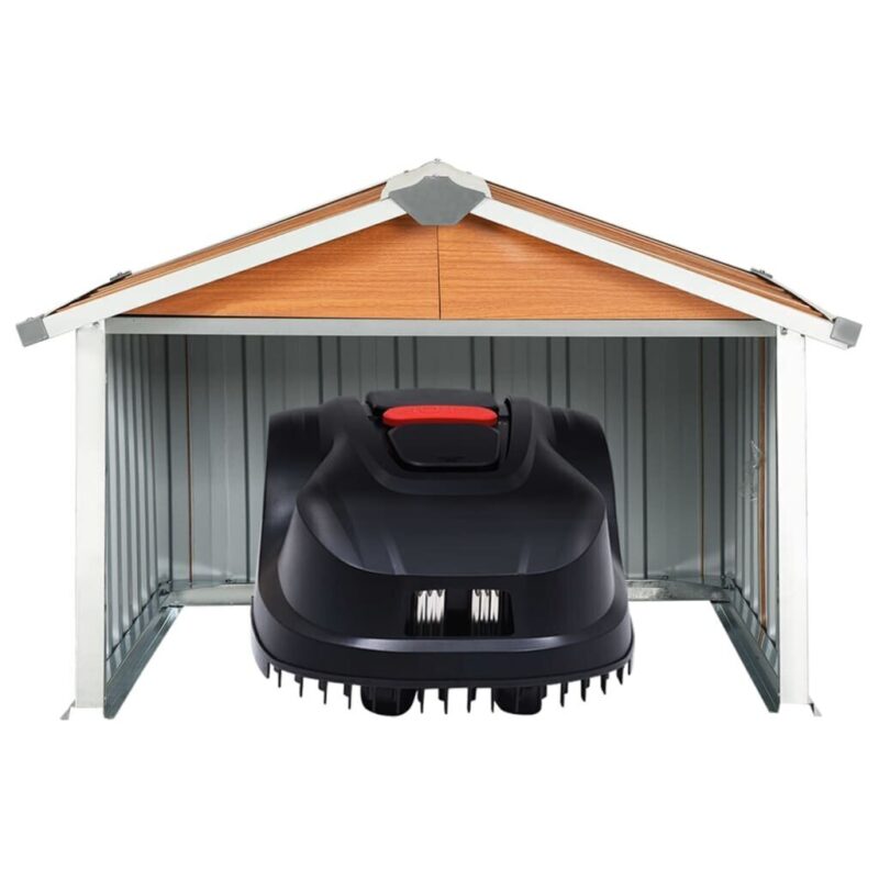 Sodo roboto vejapjovės garažas 92x97x63 cm rudas   belsilt