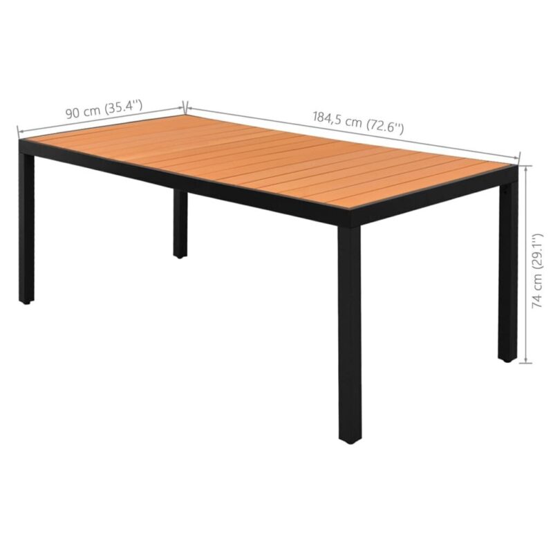 Sodo valgomojo komplektas, 7 dalių, juodas/rudas, - Image 3