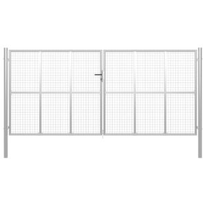 Sidabrinės sodo vartai 415x225 cm iš galvanizuoto plieno