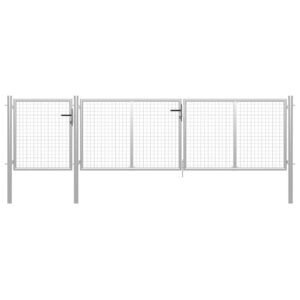 Plieniniai sidabrinės spalvos sodo vartai 400x125 cm