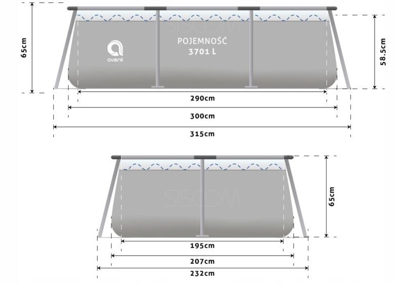 Stačiakampis baseinas Avenli, 300 x 207 cm, su filtru - Image 6