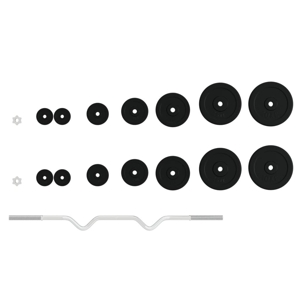 stangossusvoriaisrinkinysvidaxl90kga6a37kainareference belsilt VidaXL 90 kg chromuotas štangos su svoriais rinkinys
